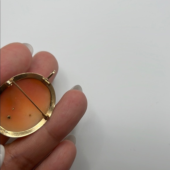 14kt yellow solid gold vintage brooch estate jewelry with vintage diamon… - Picture 7 of 7